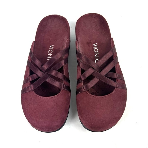 Vionic Claire Shoes 6 Burgundy Maroon Suede Slip On Flats - Picture 2 of 7